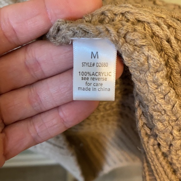 Active USA Knit Cowl Neck Cold Shoulder W/Long Sleeve Sweater Dress In Taupe - Picture 3 of 10